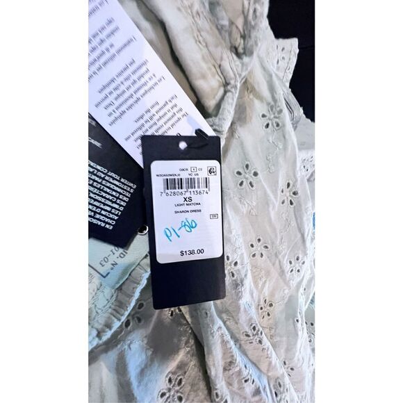 GUESS GREEN SHARON EYELET MINI DRESS SIZE XS NEW  P1-86 - Picture 12 of 13